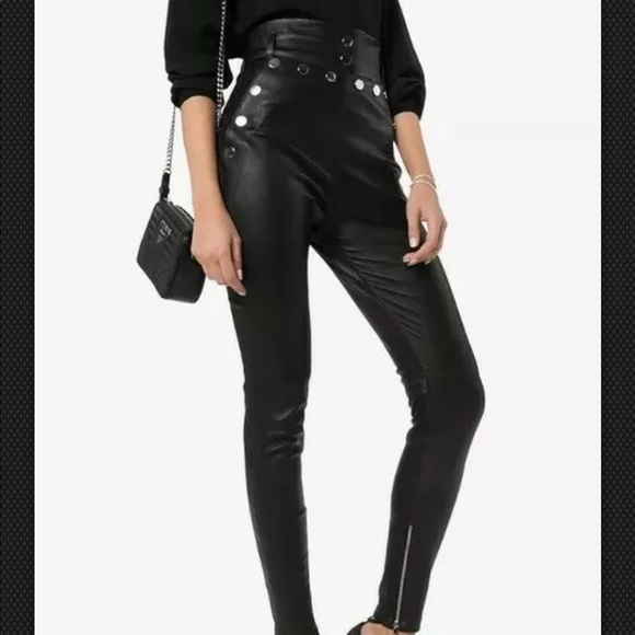 SKIIM NATALIE HIGH-WAISTED SKINNY LEATHER IT/34 - Picture 3 of 8